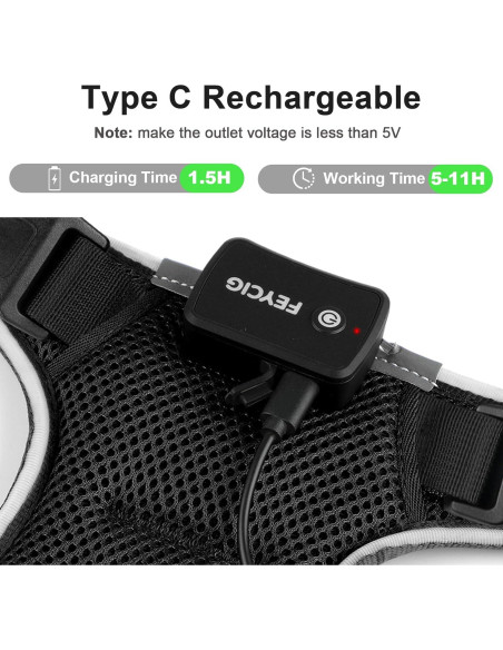 Arnés Iluminado para Perros Feycig XS Negro Ajustable LED