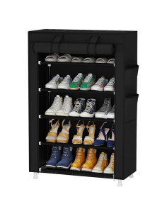 Estante para Zapatos Calmootey 5 Niveles Negro con Cubierta