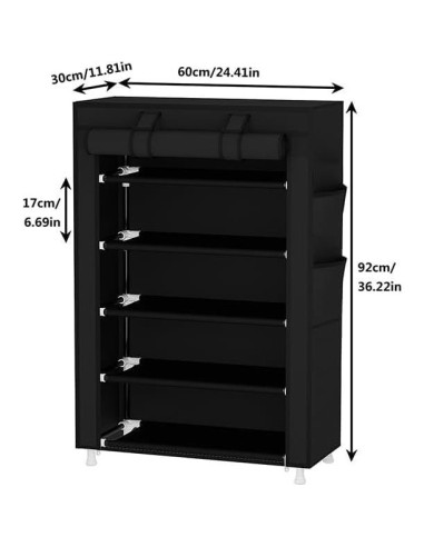 Estante para Zapatos Calmootey 5 Niveles Negro con Cubierta