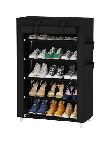 Estante para Zapatos Calmootey 5 Niveles Negro con Cubierta