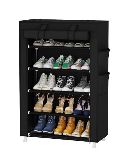 Estante para Zapatos Calmootey 5 Niveles Negro con Cubierta
