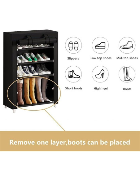 Estante para Zapatos Calmootey 5 Niveles Negro con Cubierta