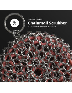 Esponja de Cadena Greater Goods de Silicona y Acero Inoxidable para Hierro Fundido 2