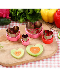 Juego de Cortadores de Galletas Corazón YomiFamily 10 Piezas Rosa 2