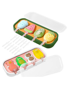 Moldes de Paletas de Silicona Katieyca - 2 Pcs Fresa y Pájaro