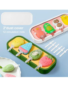 Moldes de Paletas de Silicona Katieyca - 2 Pcs Fresa y Pájaro 2