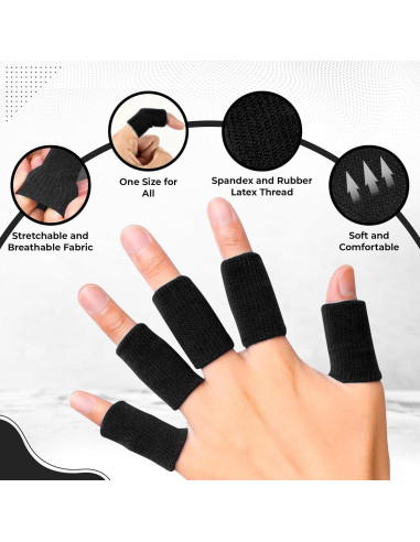 Protector de Dedo para Deportes KM SPORTS - Negro - 10 Unidades