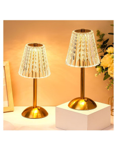 Lámpara de Mesa LED Inalámbrica Liliful 2 Pcs Dorada Táctil