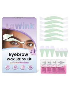Kit de Cera Fría LaWink para Vello Facial - 24 Tiras + 4 Toallitas