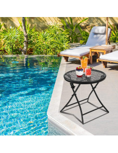 Mesa Lateral Plegable TeoKJ Redonda de Metal 45cm Negra 2