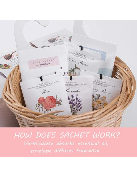 MYARO 12 Bolsitas Aromáticas Florales - 6 Aromas Duraderos