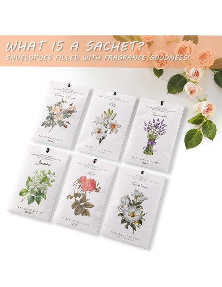 MYARO 12 Bolsitas Aromáticas Florales - 6 Aromas Duraderos