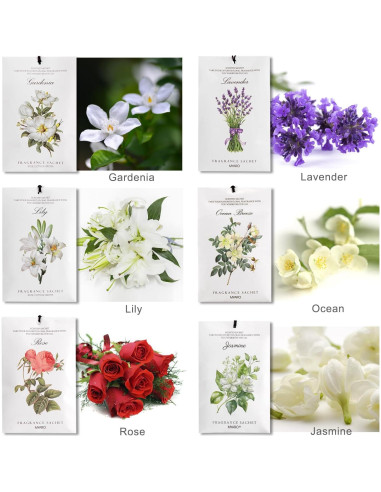 MYARO 12 Bolsitas Aromáticas Florales - 6 Aromas Duraderos