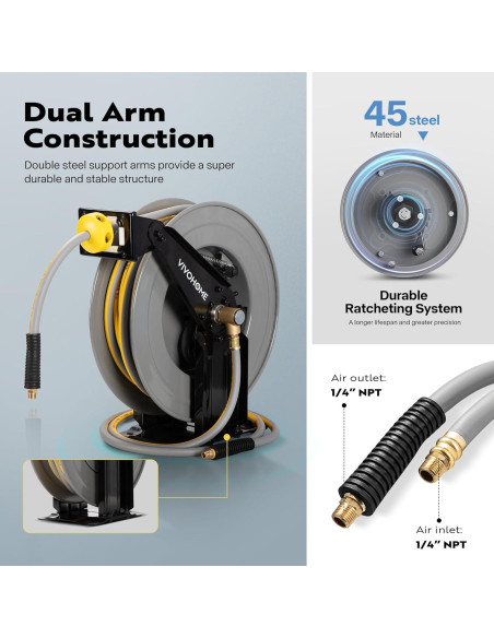 Carrete Retráctil de Manguera de Aire VIVOHOME 15.24m 300PSI