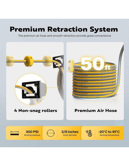 Carrete Retráctil de Manguera de Aire VIVOHOME 15.24m 300PSI