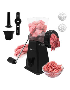 Molinillo de Carne Manual LHS con Cuchillas de Acero Inoxidable Negro