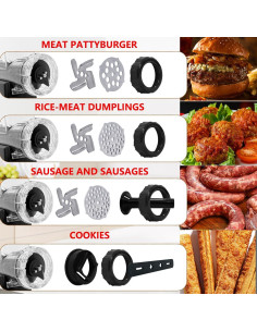 Molinillo de Carne Manual LHS con Cuchillas de Acero Inoxidable Negro 2