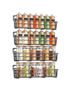 Organizador de Especias Colgante Mystozer, 4 Estantes Ajustables Negro