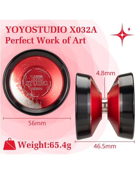 Yoyo Profesional YOYOSTUDIO X032A Rojo y Plata con Cuerdas