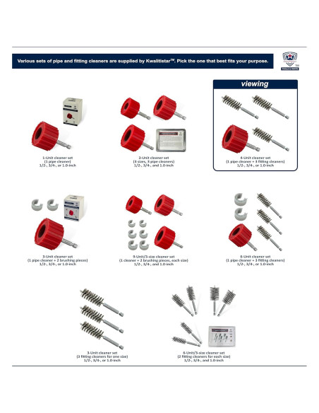 Juego de Limpiadores de Tubos de Cobre Kwalitistar 1/2" - 4PC