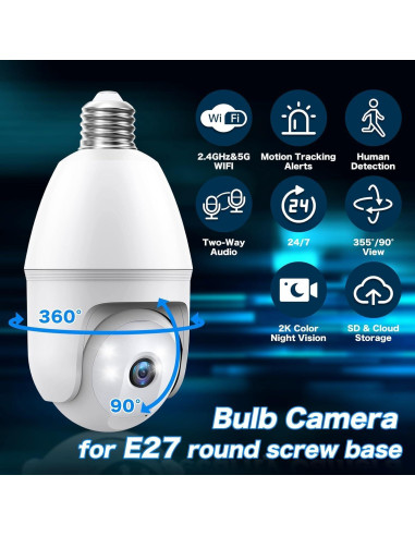 Cámara de Seguridad Bombilla Noahcam 2K Inalámbrica 360