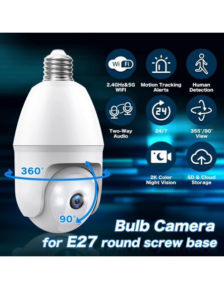 Cámara de Seguridad Bombilla Noahcam 2K Inalámbrica 360