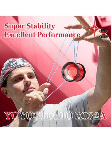 Yoyo Profesional YOYOSTUDIO X032A Rojo y Plata con Cuerdas