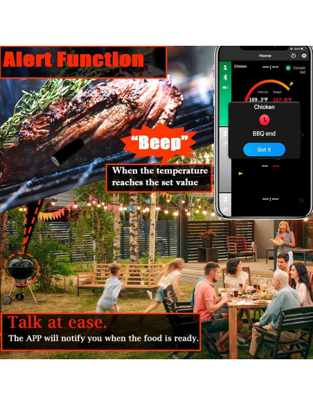 Termómetro de Carne Inalámbrico XiaYchaug Bluetooth 79m