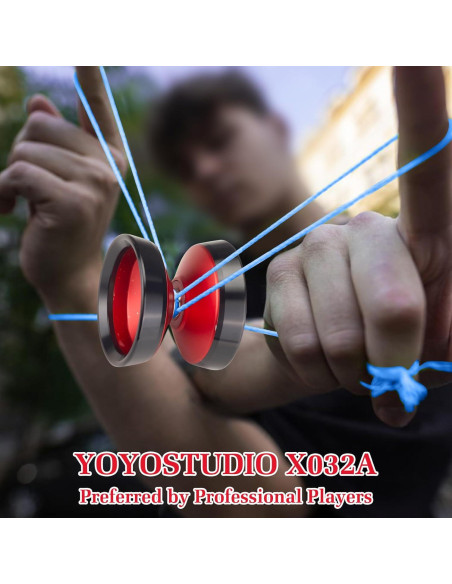 Yoyo Profesional YOYOSTUDIO X032A Rojo y Plata con Cuerdas