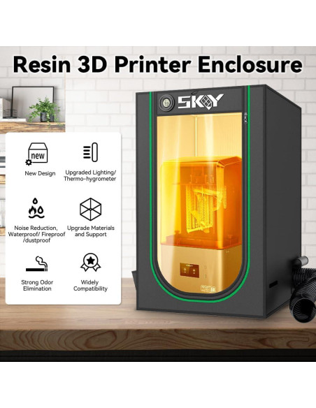 Carpa Cubierta para Impresora 3D Skouphy 61x46x46cm con Ventilación y Luz LED