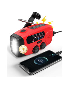 Radio de Emergencia Solar Emgykit 2000mAh AM/FM NOAA con Linterna LED