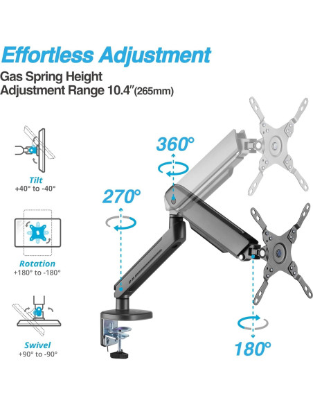 Soporte de Monitor AVLT RGB 27" a 45" Ajustable Gris Oscuro Soporte de Monitor AVLT RGB 27" a 45" Ajustable Gris Oscuro