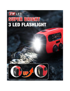 Radio de Emergencia Solar Emgykit 2000mAh AM/FM NOAA con Linterna LED 2