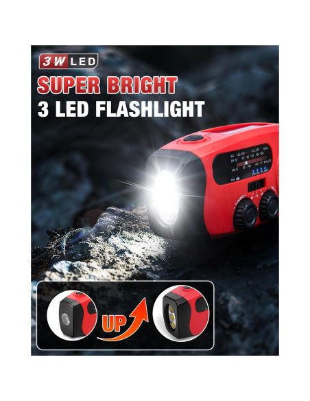 Radio de Emergencia Solar Emgykit 2000mAh AM/FM NOAA con Linterna LED