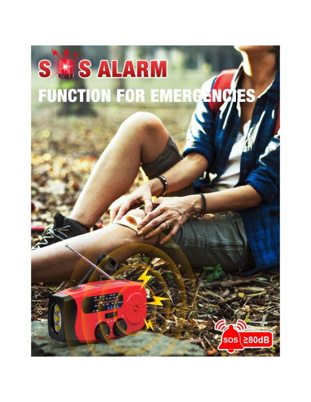 Radio de Emergencia Solar Emgykit 2000mAh AM/FM NOAA con Linterna LED