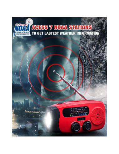 Radio de Emergencia Solar Emgykit 2000mAh AM/FM NOAA con Linterna LED
