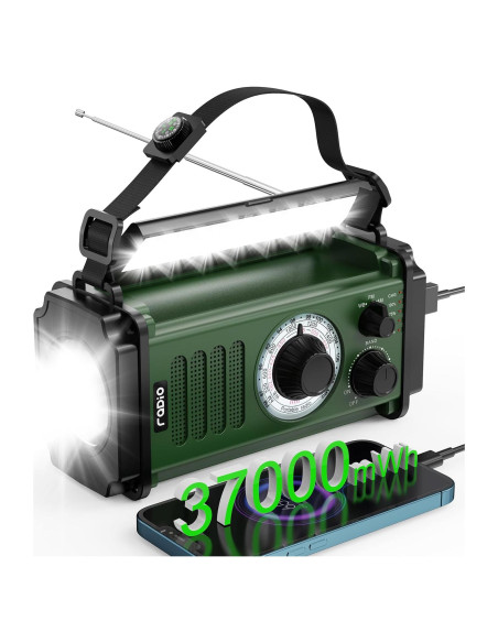 Radio de Emergencia Rychi 10000mAh Solar Manivela NOAA