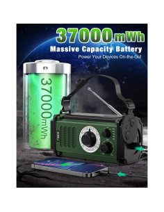 Radio de Emergencia Rychi 10000mAh Solar Manivela NOAA 2
