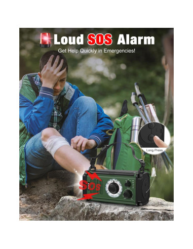 Radio de Emergencia Rychi 10000mAh Solar Manivela NOAA