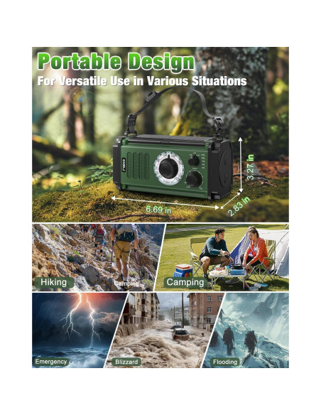 Radio de Emergencia Rychi 10000mAh Solar Manivela NOAA