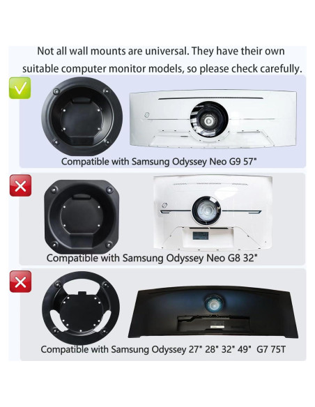 Soporte de Monitor Montaje en Pared Tjyuze para Samsung Odyssey G9 57"