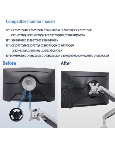 Adaptador de Montaje VESA para Monitores Samsung Odyssey G7