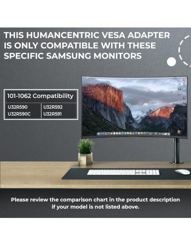 Adaptador VESA HumanCentric para Monitores Curvos Samsung 75x75mm