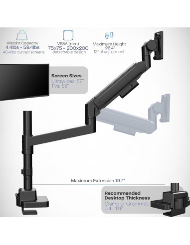 Soporte de Monitor Ultrawide VIVO STAND-GT57T hasta 26.9 kg