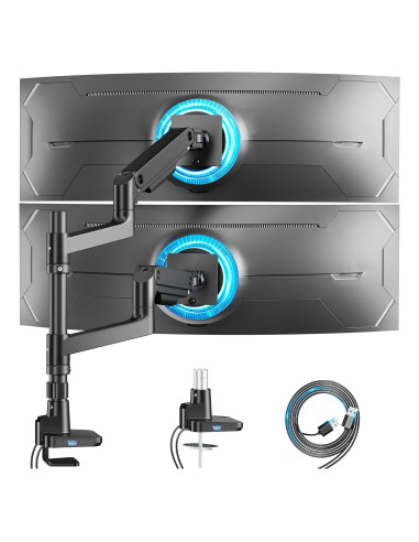 Brazo Doble para Monitor ARES WING 17-49" con USB Negro