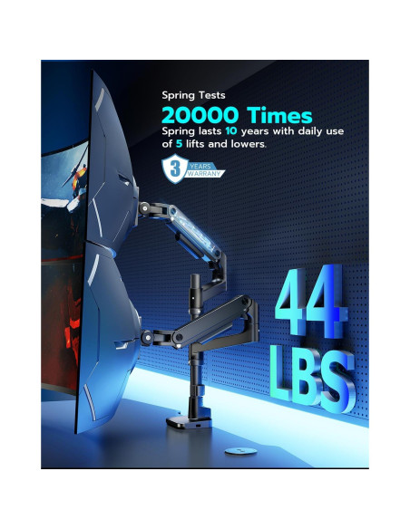 Brazo Doble para Monitor ARES WING 17-49" con USB Negro