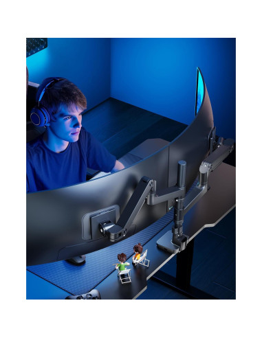 Brazo Doble para Monitor ARES WING 17-49" con USB Negro