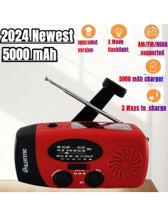 Radio de Emergencia AM FM NOAA Cepan 5000mAh con Linterna LED 2