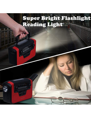 Radio de Emergencia Solar iRonsnow IS388 con Alerta NOAA 2300mAh