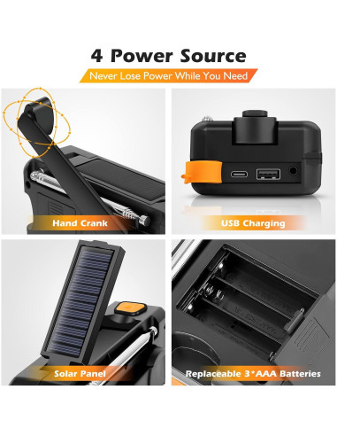 Radio Solar de Emergencia Missonchoo ER717 5000mAh con Linterna